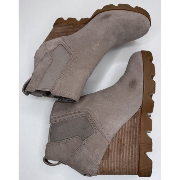 Sorel Women's Joan Uptown Wedge Chelsea Boots Taupe Suede Size 6.5 - Picture 6 of 14